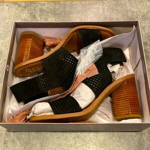 Black and brown summer heels